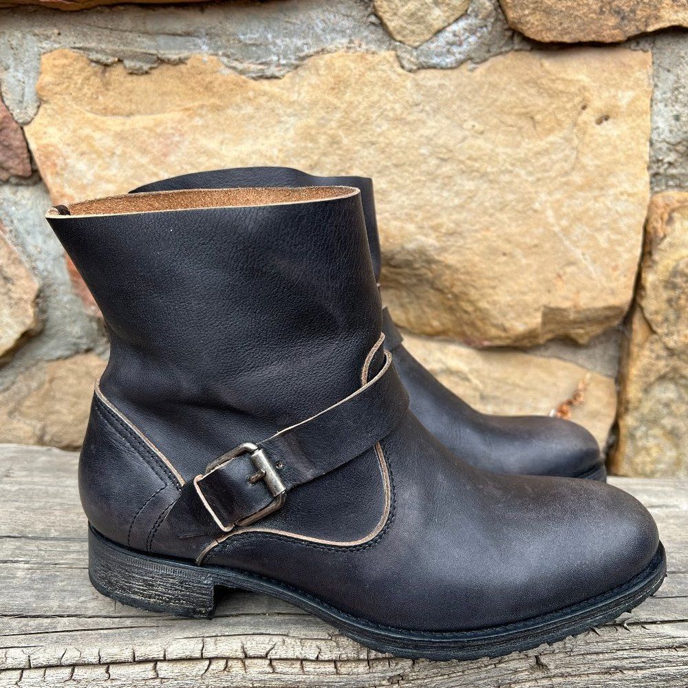 N.D.C. Biker Low R Camarra Slavato $598 Black Leather Ankle Boot w/box Sz 37/6.5